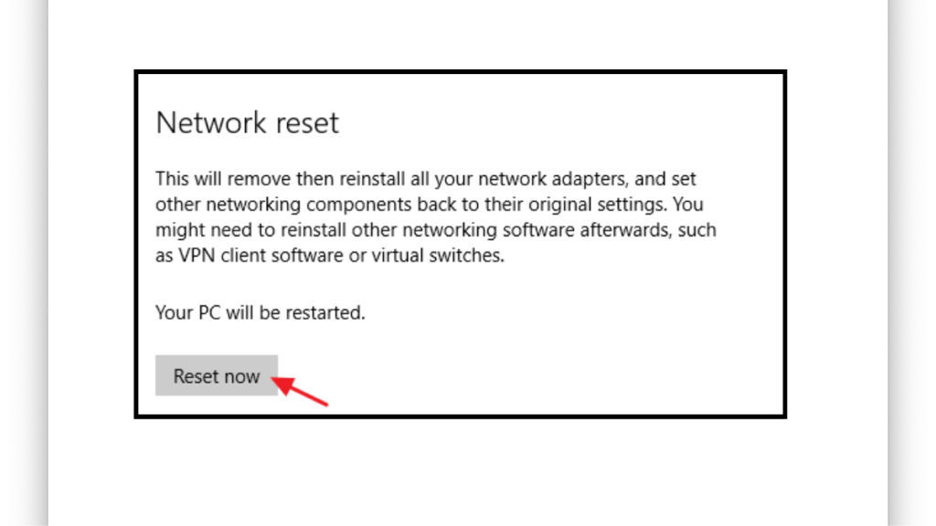 Reset Network Configuration