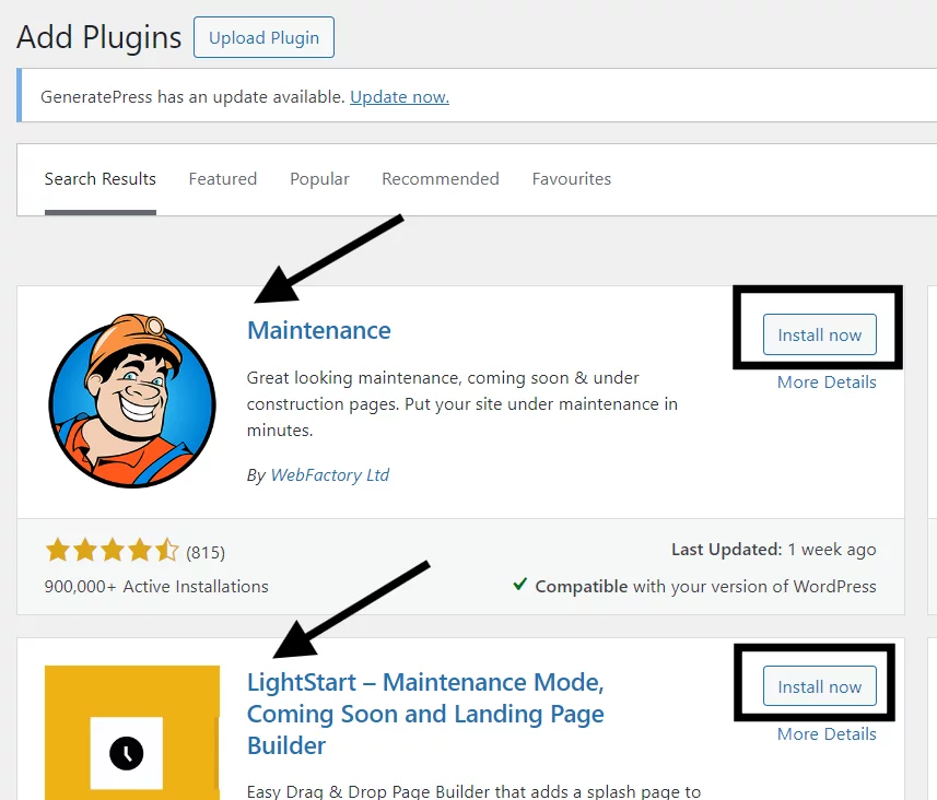 Install Maintenance Mode Plugin