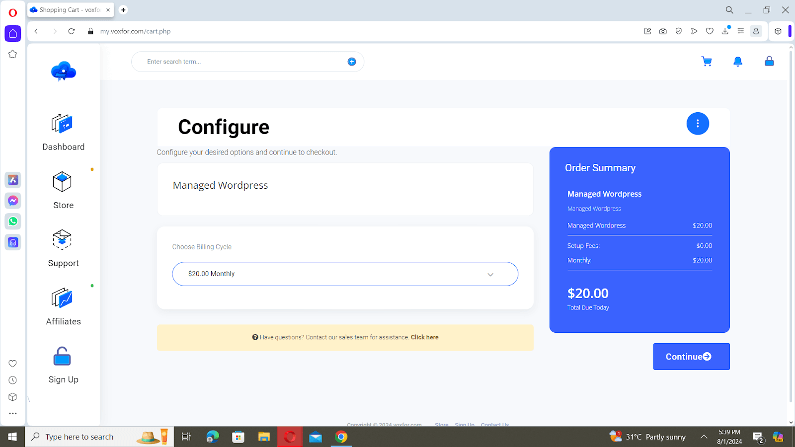 Voxfor Checkout Process