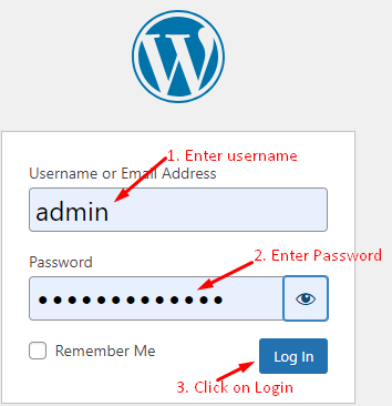 Login into wordpress