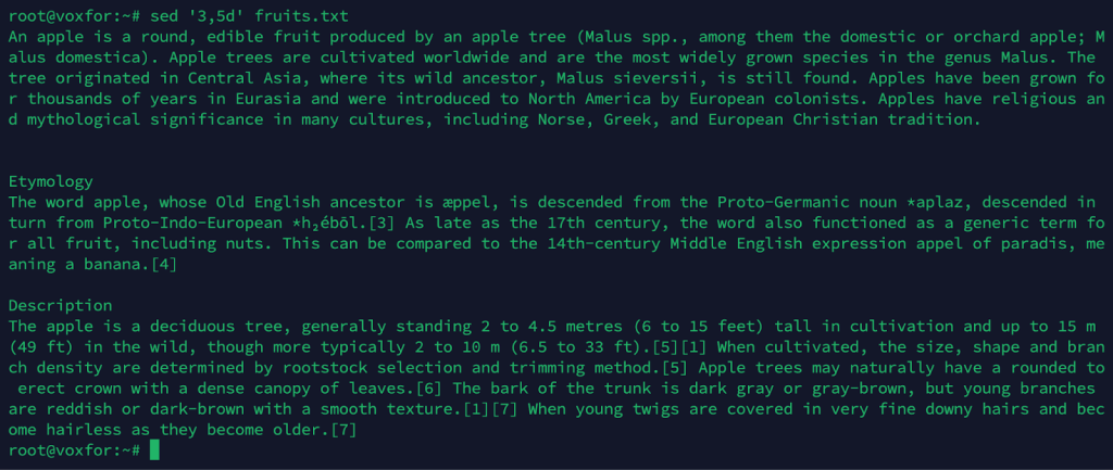 Deleting a Range of Lines