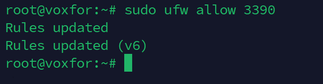 Allowing RDP port 3390 through firewall