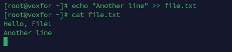 Command to append a new line to a file using echo in terminal
