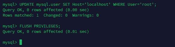 Restricting Root Access to Localhost - MySQL Terminal