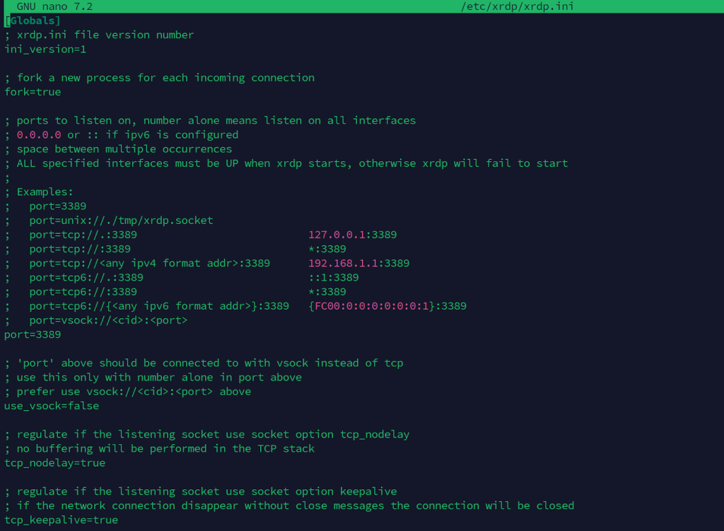 Editing XRDP Configuration