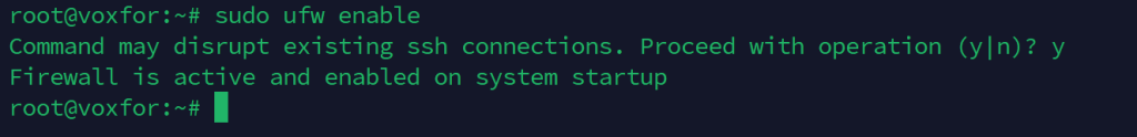 Enabling UFW firewall to protect the system