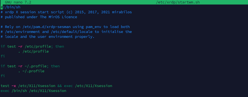 Example of how to check the desktop environment setting in XRDP