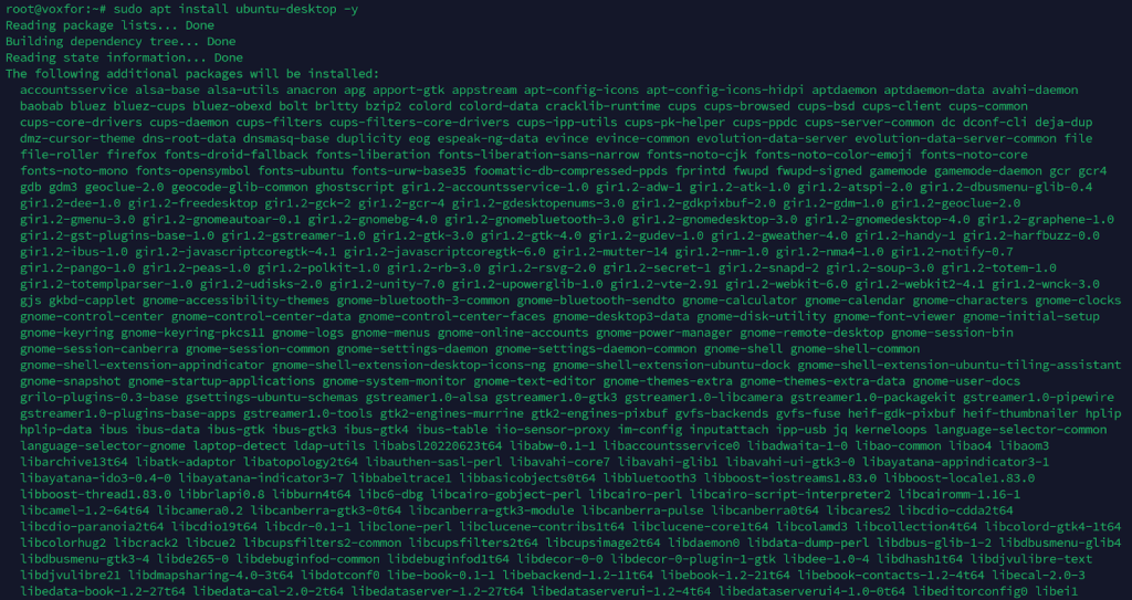 Installing GNOME desktop environment using apt package manager