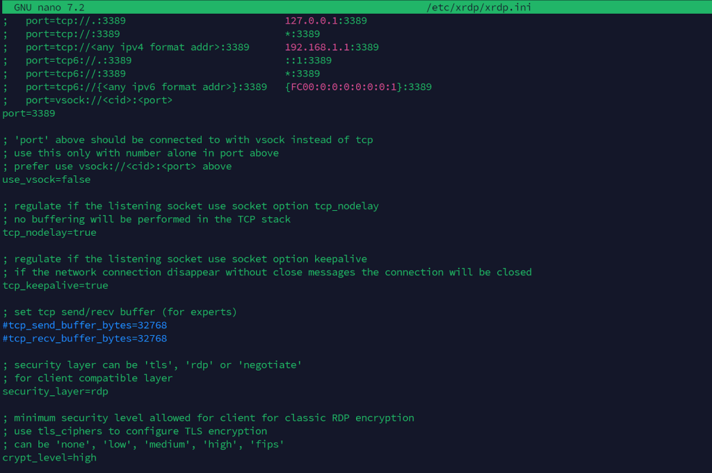 Setting High Encryption Level in XRDP