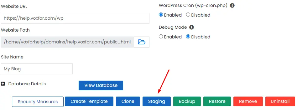 Softaculous Staging and Cloning Features