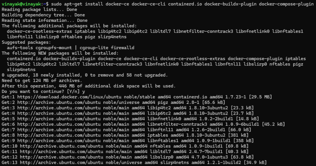 Terminal Command to Install Docker Components