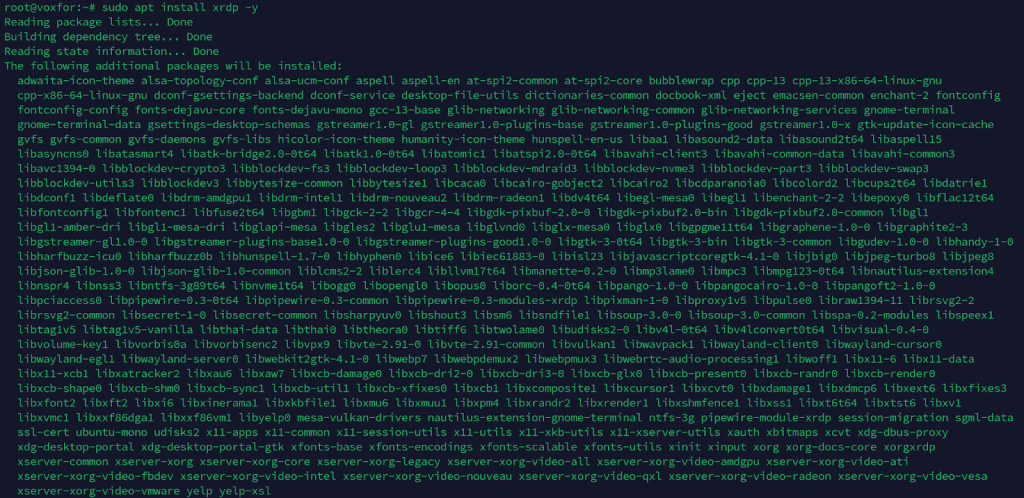 Terminal output showing the installation process and additional packages being installed