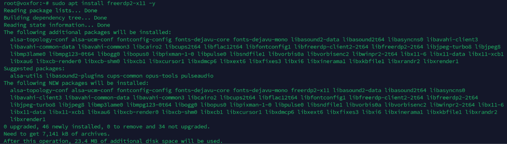 Terminal output showing the installation process and additional packages being installed