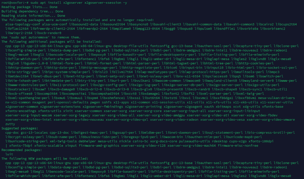 command to install x2go server components on Ubuntu using the apt package manager