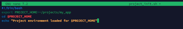 Example project_init.sh to set PROJECT_HOME and load project environment