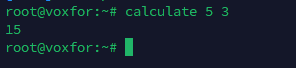 Using calculate function with inputs 5 and 3 to output result 15