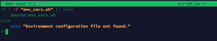 Conditional sourcing example to check env_vars.sh existence before sourcing