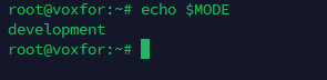 Echoing MODE variable to display development environment output