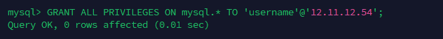 Granting MySQL Access to Specific IP - MySQL Command Line