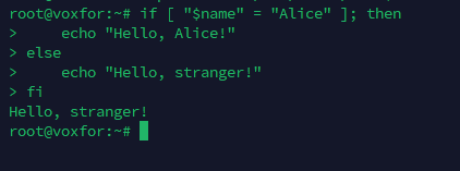 Shell script using if-else to greet user based on name input