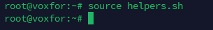Using source command to load functions from helpers.sh into the session