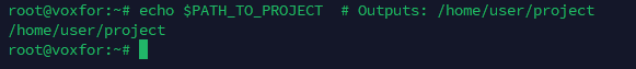 Verifying environment variable PATH_TO_PROJECT with echo command output