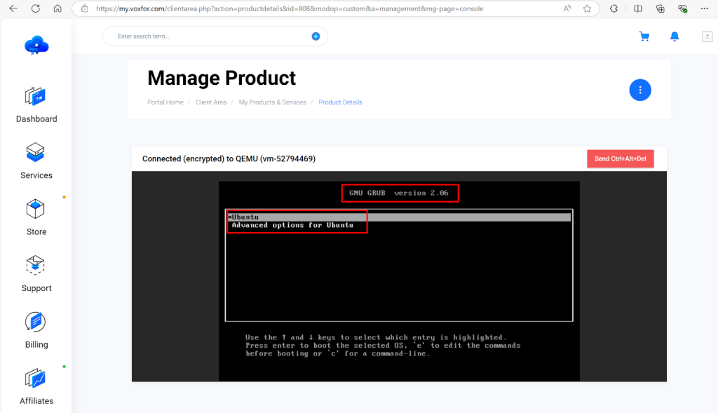 Accessing GRUB Bootloader Menu