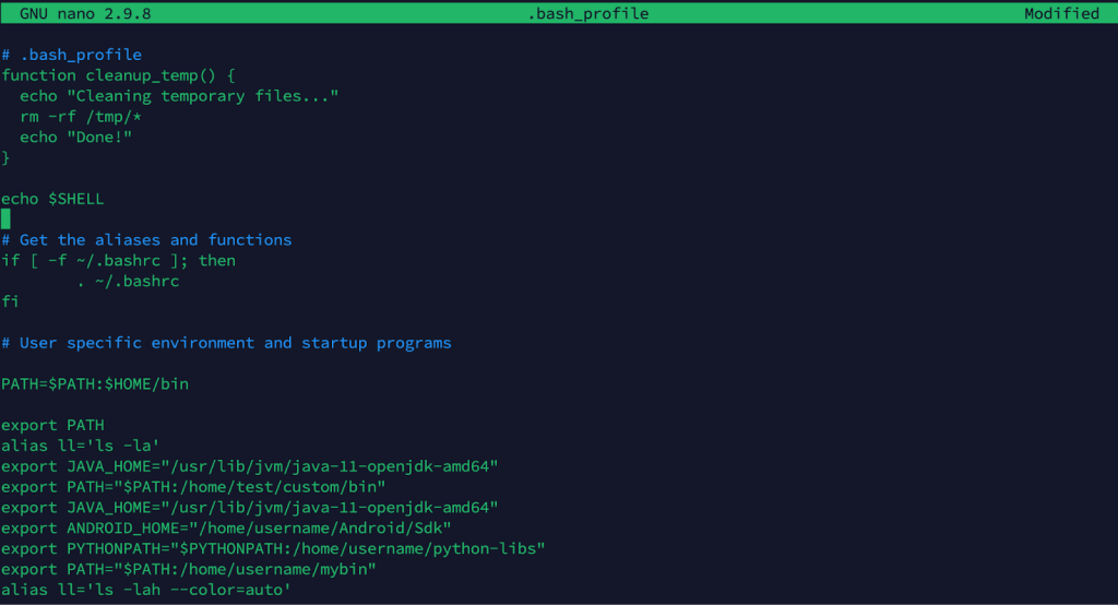 Adding echo $SHELL to .bash_profile to verify the current shell environment in use