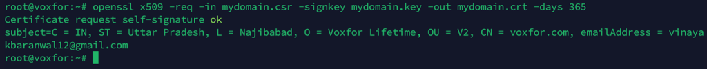 Generating a self-signed SSL certificate using OpenSSL command line