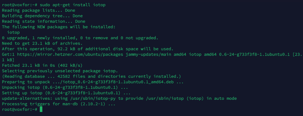 Installing IOTop on Debian or Ubuntu using sudo apt-get install command