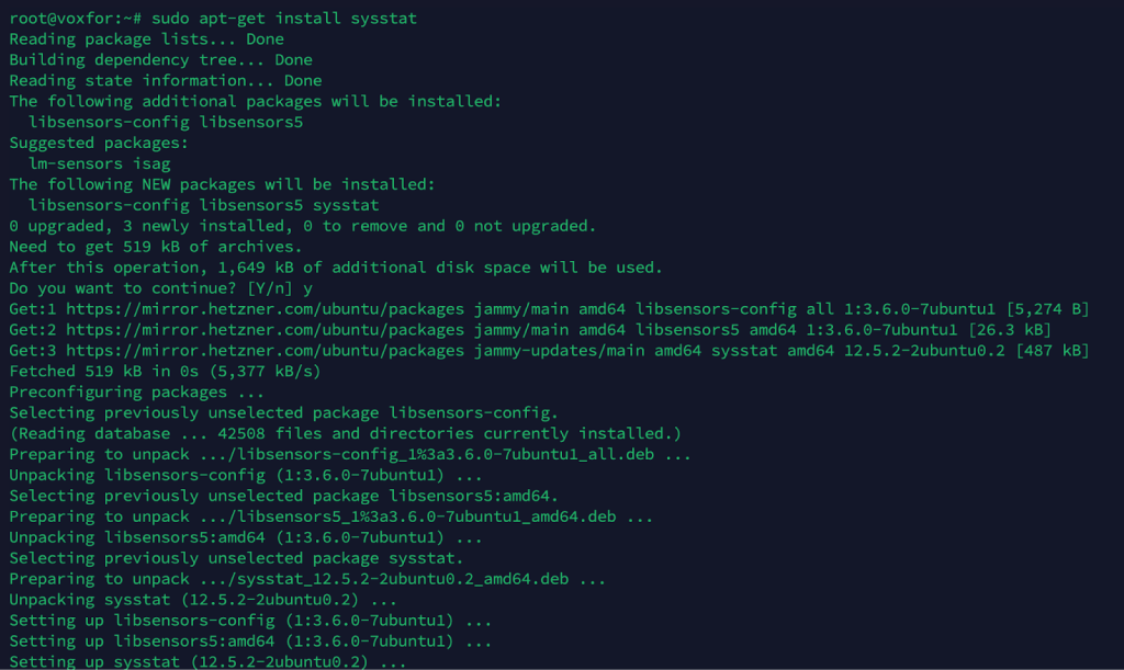 Installing Sysstat package on Debian or Ubuntu using the apt-get command
