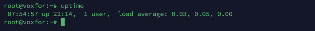 Uptime command output showing load average during a web server traffic spike