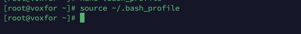 Using the source command to apply changes made to the .bash_profile file