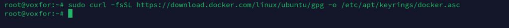curl -fsSL https://download.docker.com/linux/ubuntu/gpg | sudo tee /etc/apt/keyrings/docker.asc