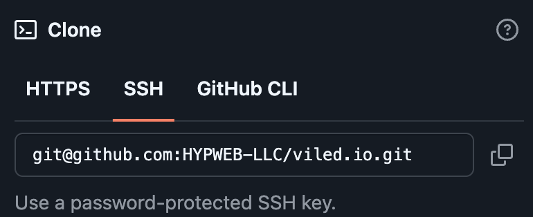 GitHub provides a remote SSH URL