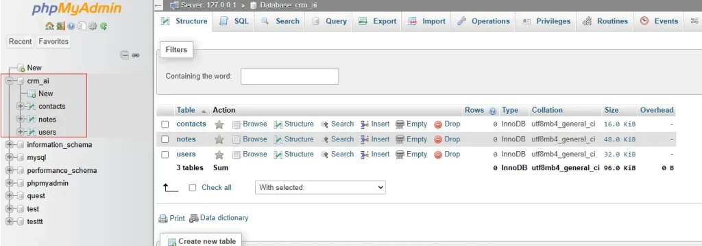 Creating the MySQL Database and Tables