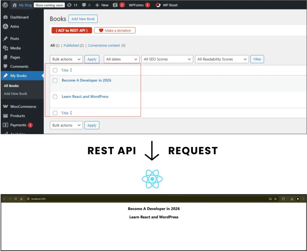 API request to react headless cms