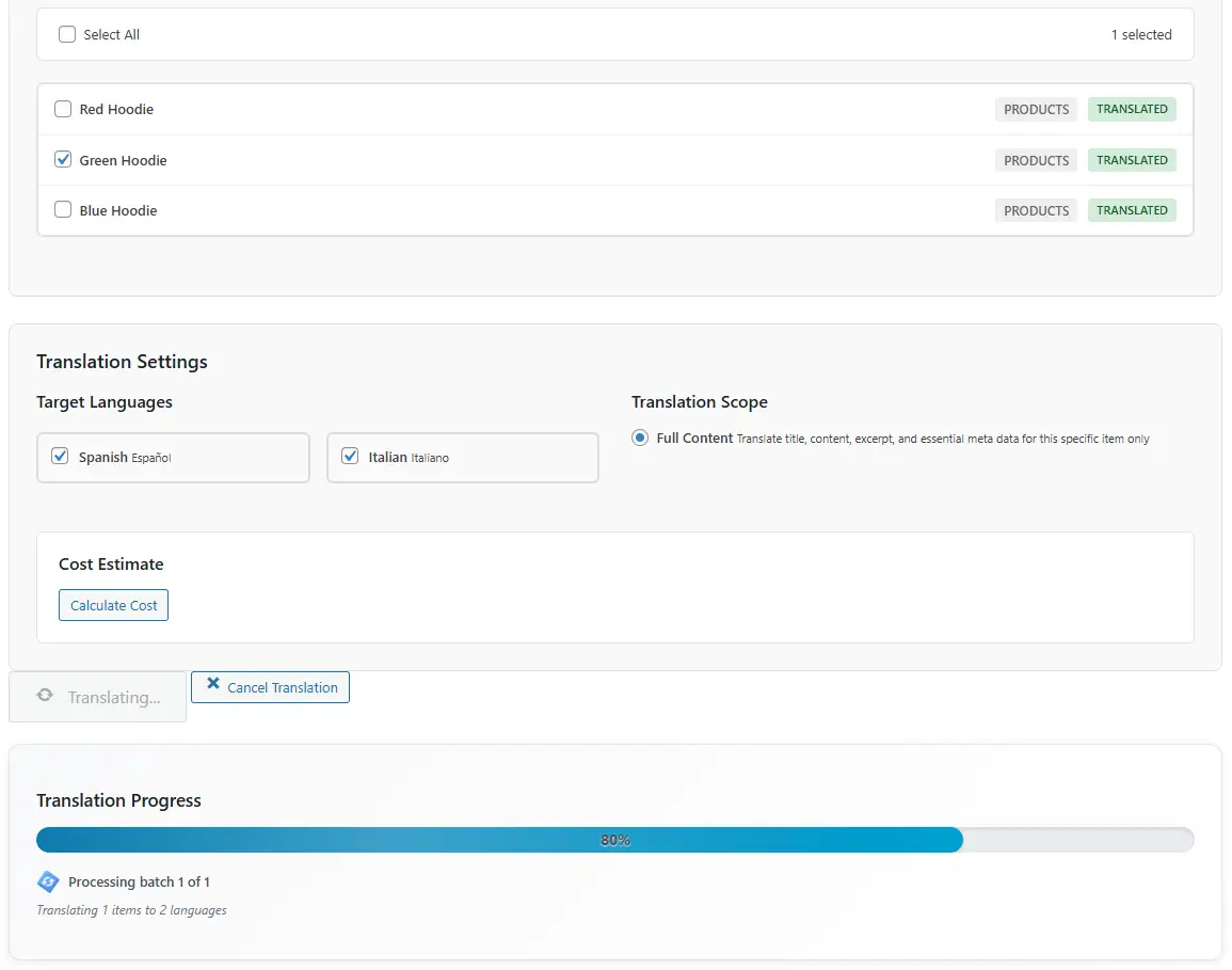 Live Example translating