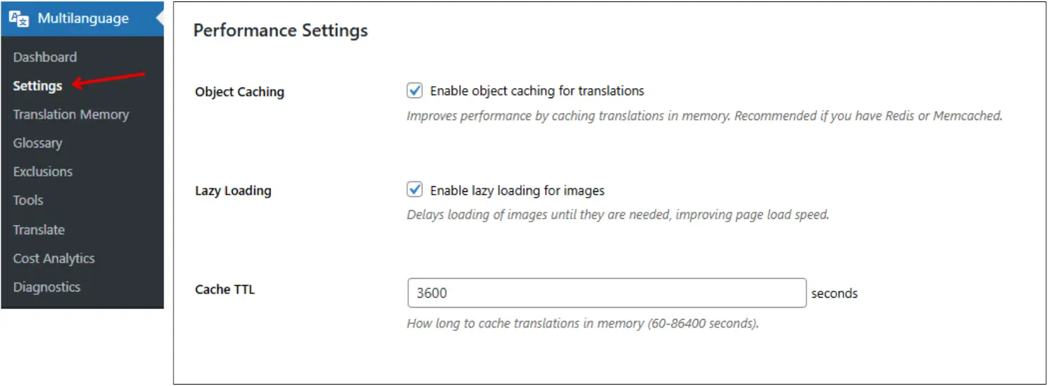 Performance Settings