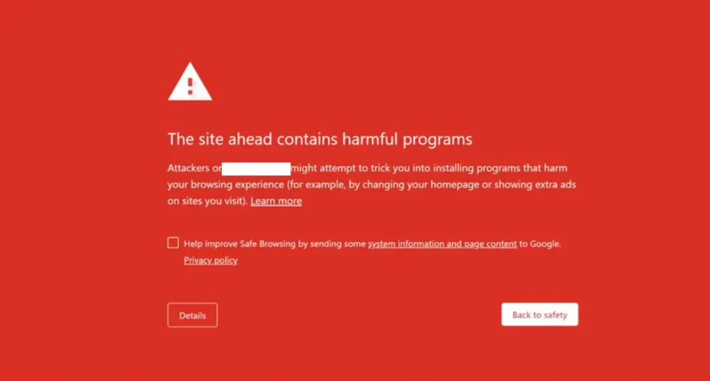 Deceptive Site Ahead warning