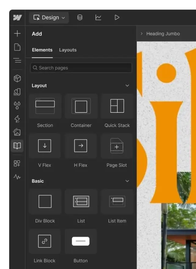 webflow page builder