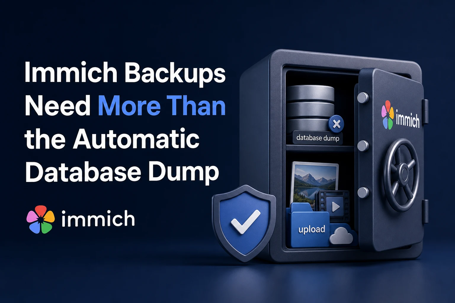 Immich photo library backup showing database metadata and media files protected as one recoverable set