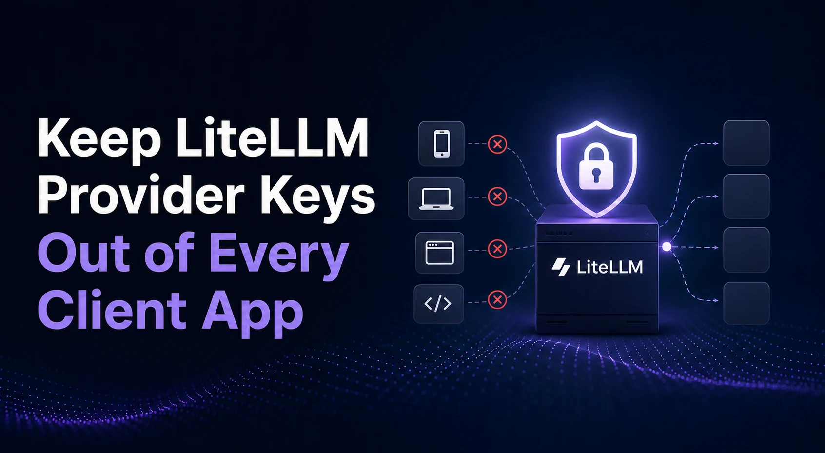 LiteLLM AI gateway separating application virtual keys from protected provider credentials on a VPS.