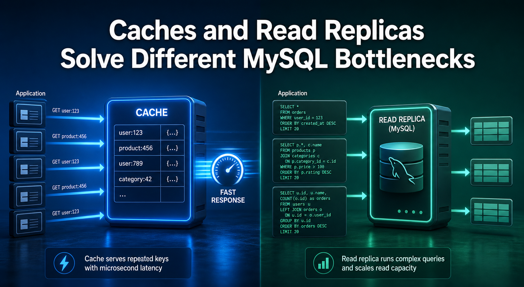 Caches and Read Replicas Solve Different MySQL Bottlenecks