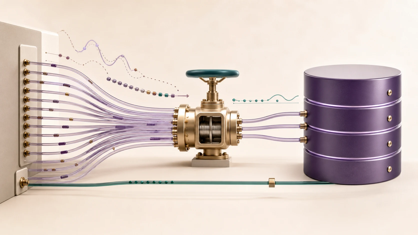 Application connection streams passing through a PgBouncer pool into a controlled set of PostgreSQL database sessions.