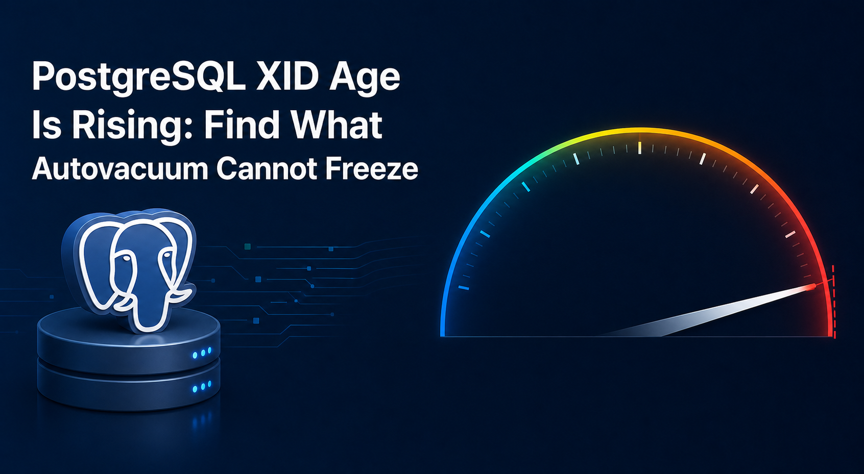 PostgreSQL XID Age Is Rising headline with transaction ID counter approaching an autovacuum freeze boundary